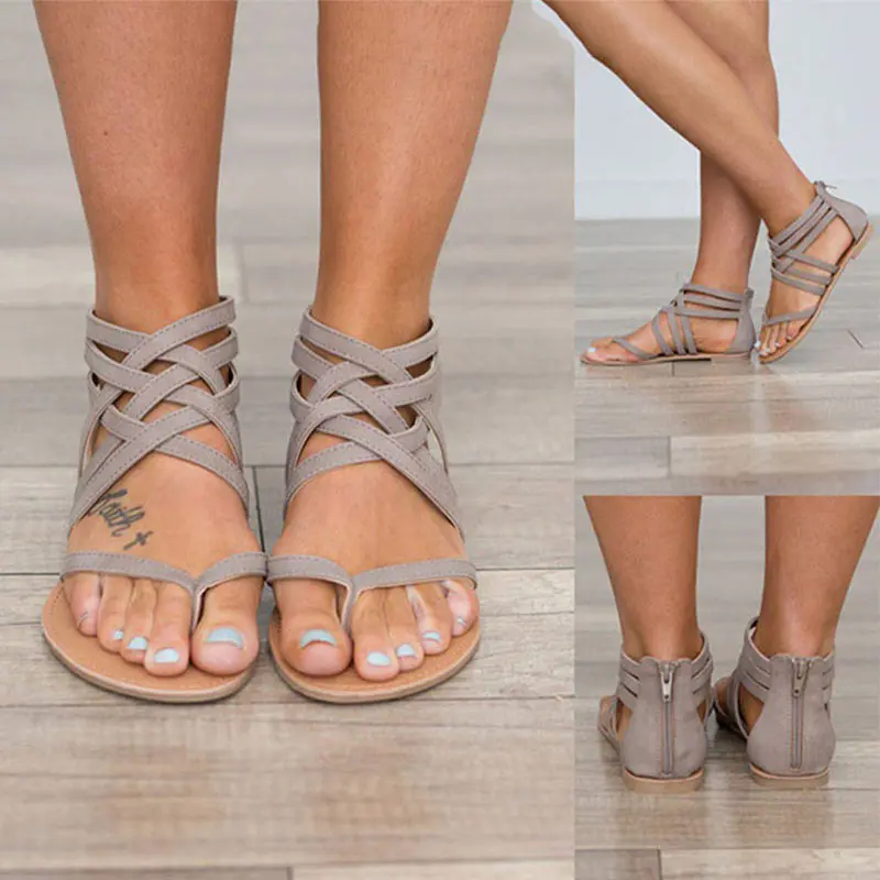 Женские сандалии-гладиаторы Классические сандалии 43 летняя обувь женские на