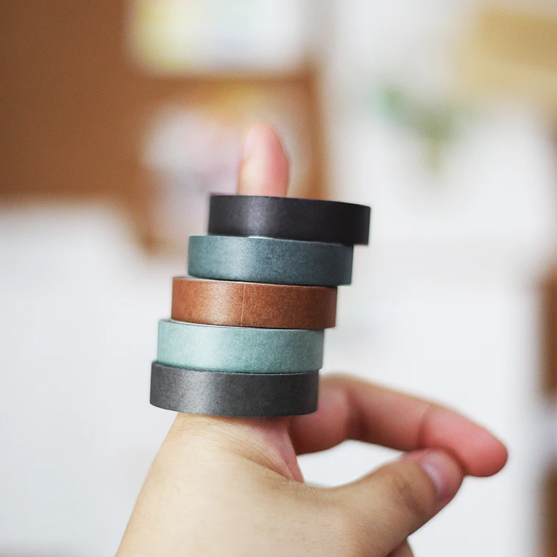 5 шт./компл. Милая японская васи лента основной цвет DIY декоративная клейкая Лента