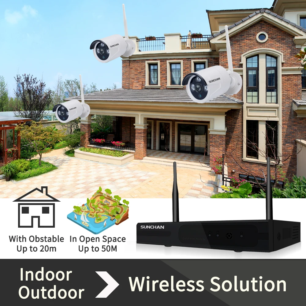 SUNCHAN 4CH массив HD дома WI FI Беспроводной безопасности Камера Системы DVR Kit 1080 P CCTV