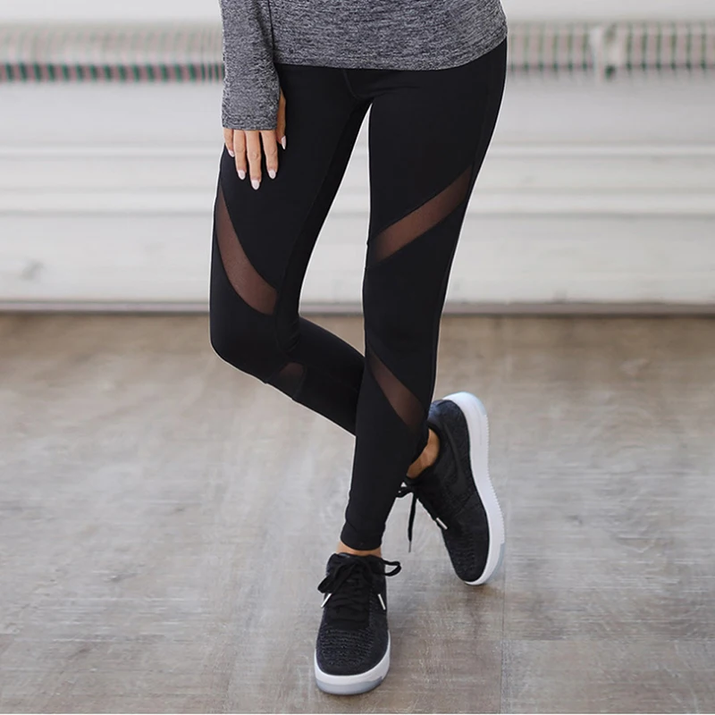 Yoga Pants Womens Gym Sports Workout Leggings Running Fitness Mesh Net Trousers | Спорт и развлечения
