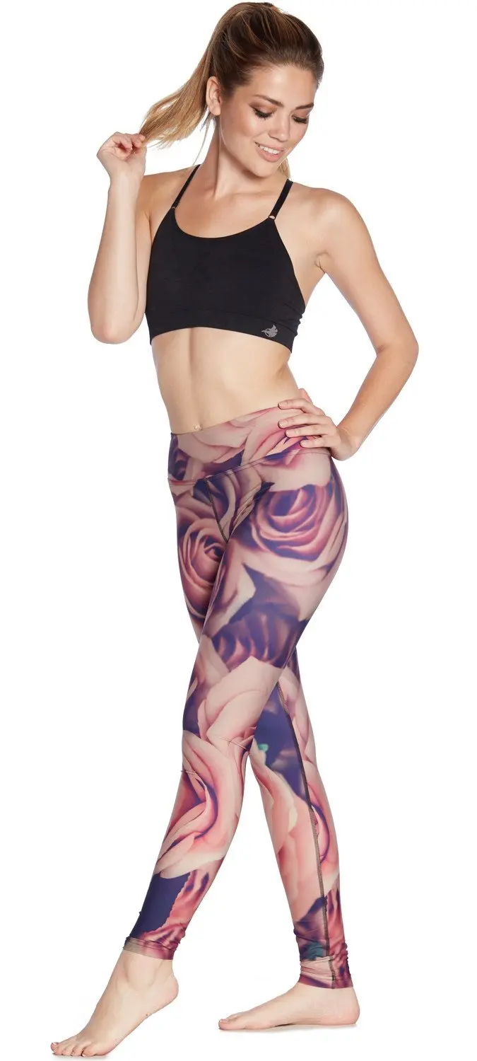 Женские брюки с высокой талией облегающие для фитнеса цифровым 3D цветочным