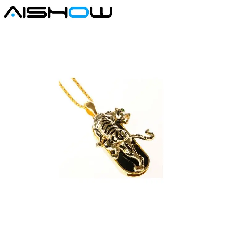 Metal Tiger crystal Leopard necklace 4G 8GB 16GB 32GB USB Flash Drives 2.0 Memory Drive Stick Pendrive/Creativo Free shipping | Компьютеры