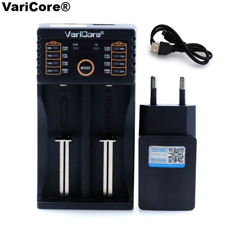 

VariCore V20i 18650 charger 1.2V 3.7V 3.2V 3.85V AA / AAA 18350 26650 10440 14500 16340 25500 NiMH lithium battery charger+5V 2A