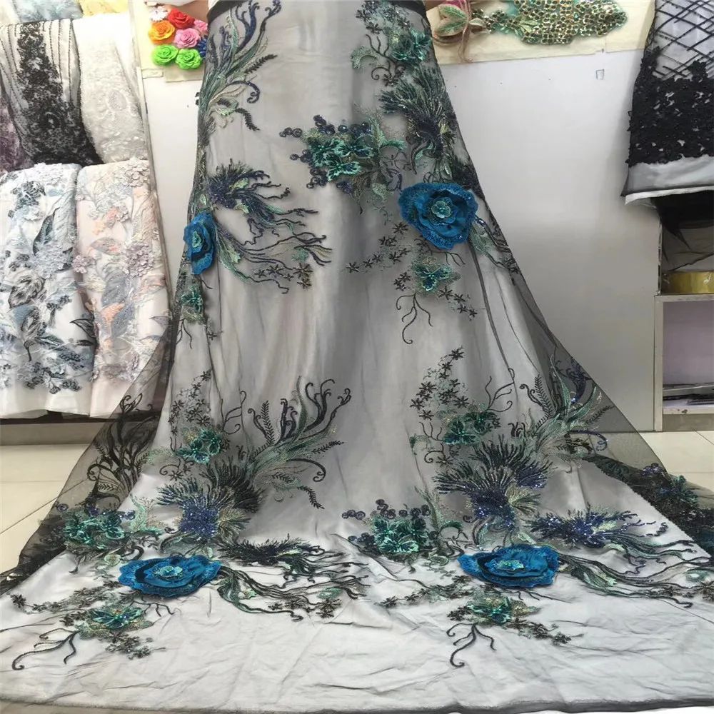 2019 Высококачественная африканская кружевная ткань зеленая французская сетчатая