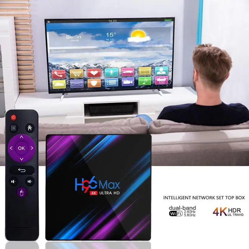 H96 Android ТВ приставка Макс 3318 ТВ приставка 2+ 16G/4+ 32G/4+ 64G Android 9,0 WiFi RK3328 Четырехъядерный 4K ТВ приставка GPU EU/US/UK/AU штекер