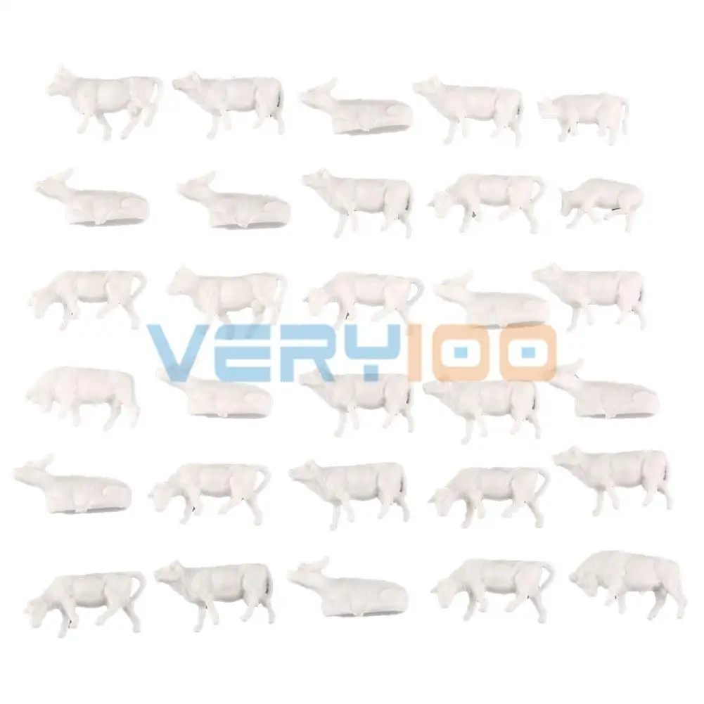 Неокрашенные белые фермерские животные коровы 9 поз 50 шт. масштаб 1:87|farm animal cow|scale