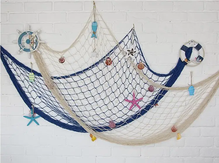

Decorative fishing net Home Furnishing jewelry nets Mediterranean style rope nets background wall wall decoration Photo wall