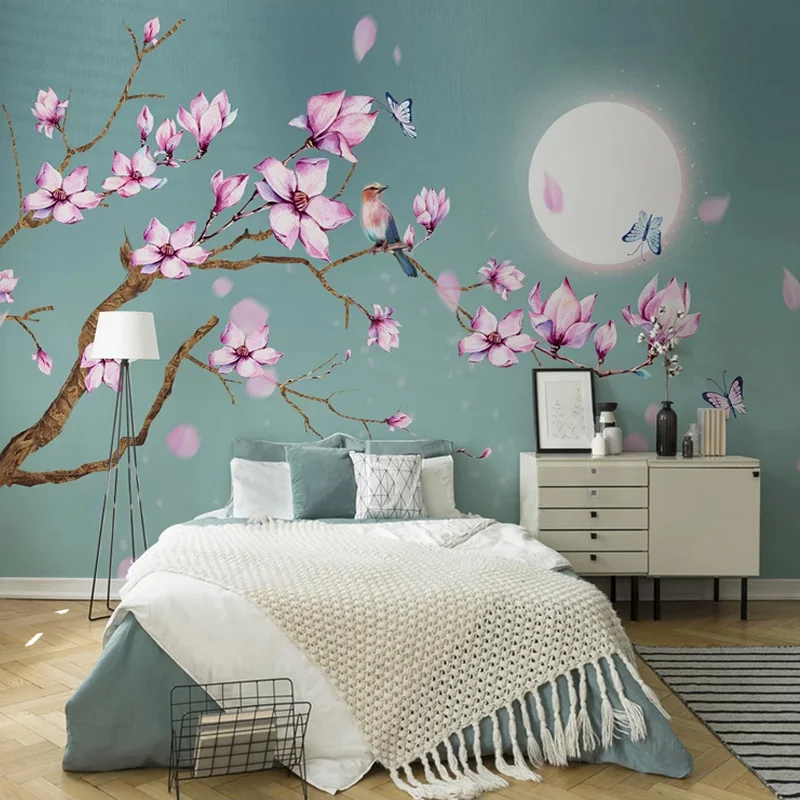 

Chinese Style Magnolia Flowers Bird Mural Wallpaper Living Room Bedroom Study Home Decor Wall Painting Easy Installation Sticker