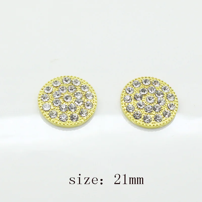 YWXINXI Redondo cristales botón oro Металл ajuste bandeja диаманты DIY joyeria vestido boda decorar 10 шт./se | Украшения