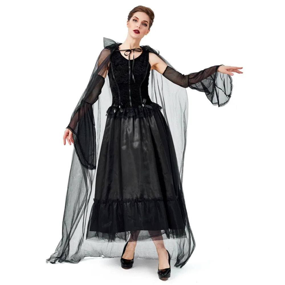 Карнавальный костюм ведьмы вампира с капюшоном для женщин и девочек на Хэллоуин