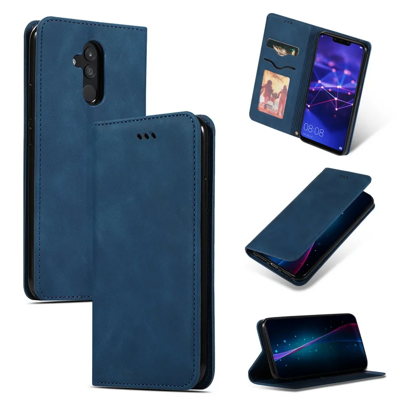 Navy Blue Для huawei P30 Pro P20 mate 20 Lite P Smart Z Магнитный кожаный флип-чехол-бумажник для huawei mate 20 Lite Y9 Prime Nova 4e 3e - Цвет: Navy Blue