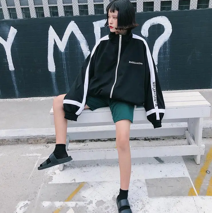 Куртки женские свободные шикарные корейский стиль Harajuku женская одежда повседневная простая универсальная с длинным рукавом Модная белая Лоскутная Повседневная