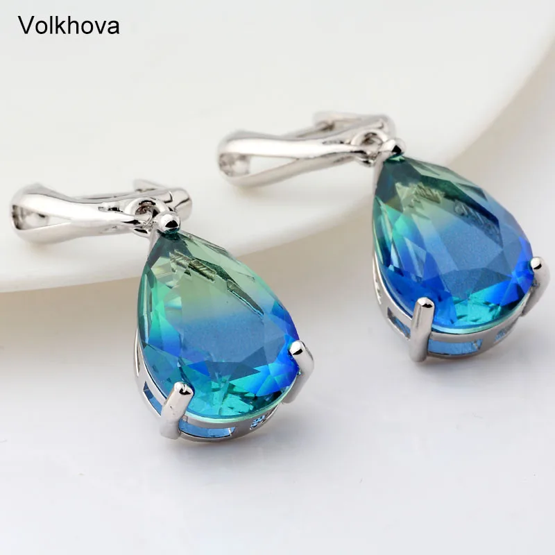 Новые длинные синие серьги с градиентом в виде капли воды женские модные