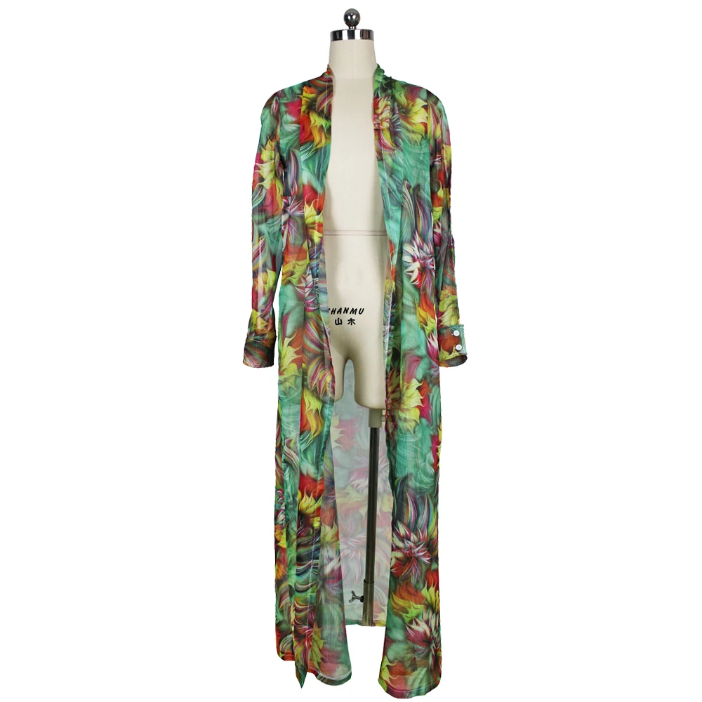 Sexy women's cardigan chiffon skirt lengthened jacket cloak foreign trade hot beach blouse Female Clothes |