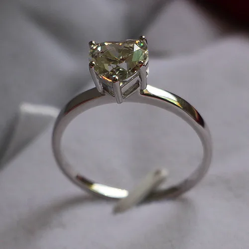 Винтажное серебряное кольцо для нее с теплым подогревом подарок 2Ct Solitaire любовное