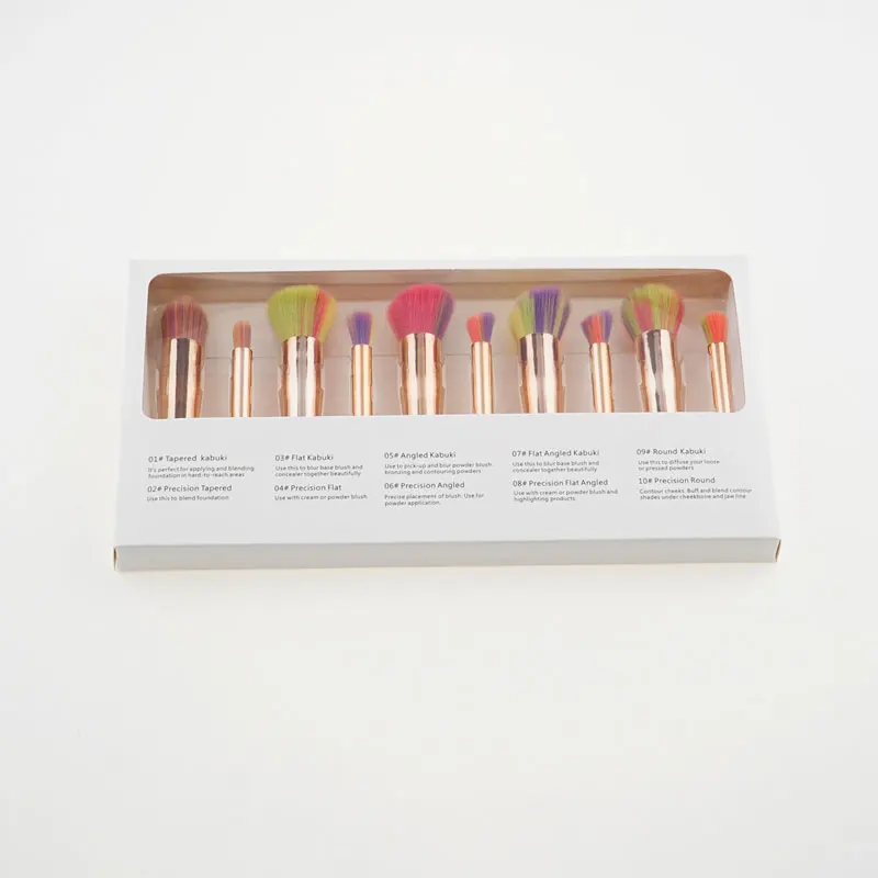 GUJHUI 10 шт. набор кистей для макияжа Профессиональная Пудра основа тени для век набор кистей для смешивания макияжа мягкие синтетические волосы для красоты - Handle Color: Rose gold