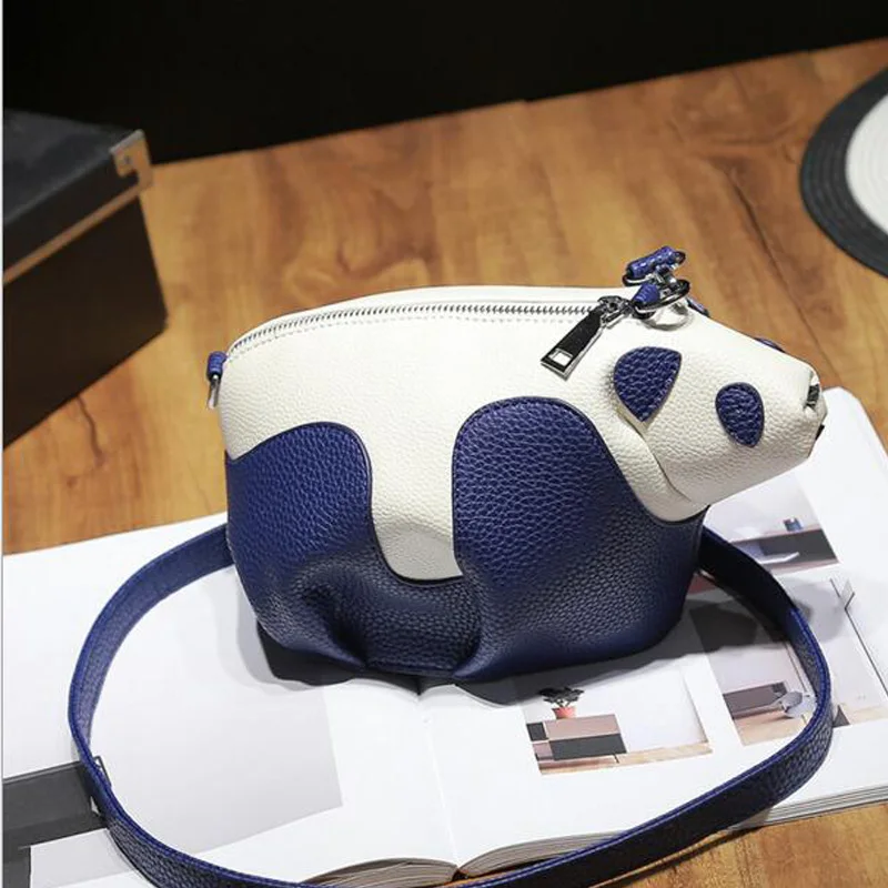 Panda Сумка Кожаная Белый Черный Сумки Дамы Для Девочек Осень Малый Мультфильм