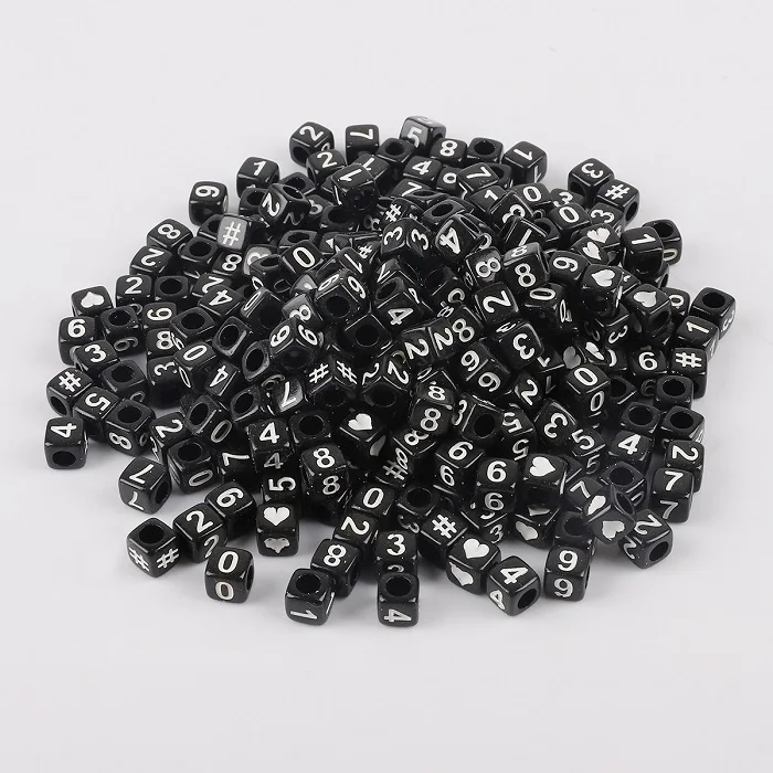 100pcs 6mm Mixed Square Alphabet Letter Beads Charms Bracelet Necklace For DIY Jewelry Making Clothing Decor Accessories - Цвет: Black