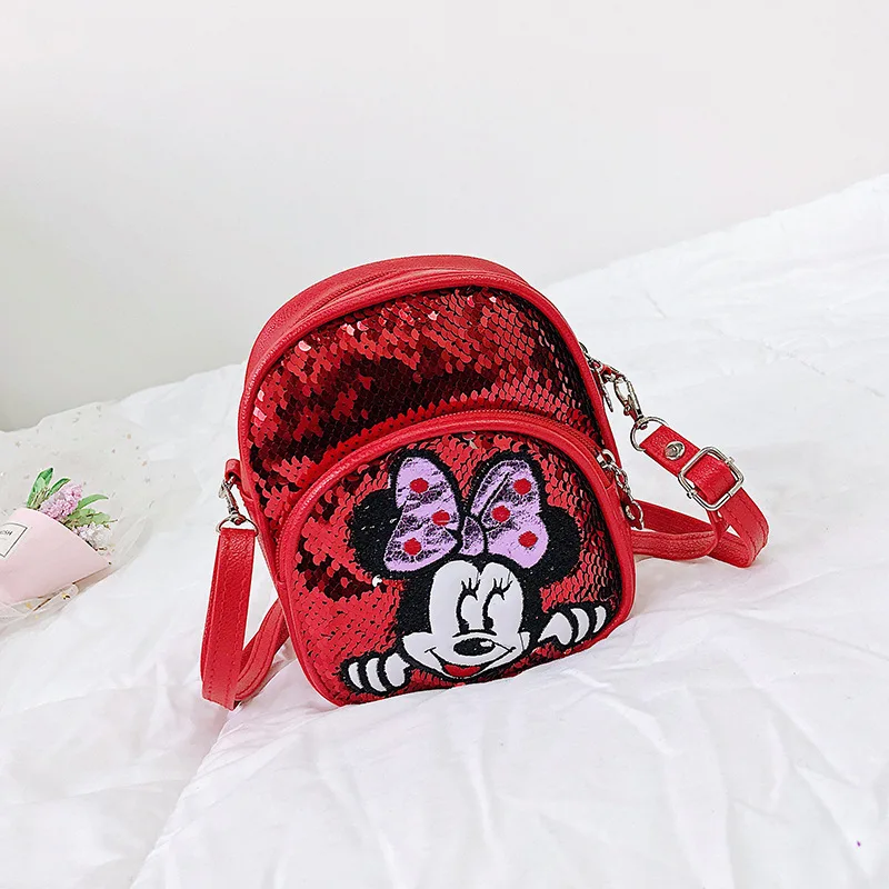 new Disney cartoon Minnie children's bag sequins girls backpack shoulder slung princess bag child purse