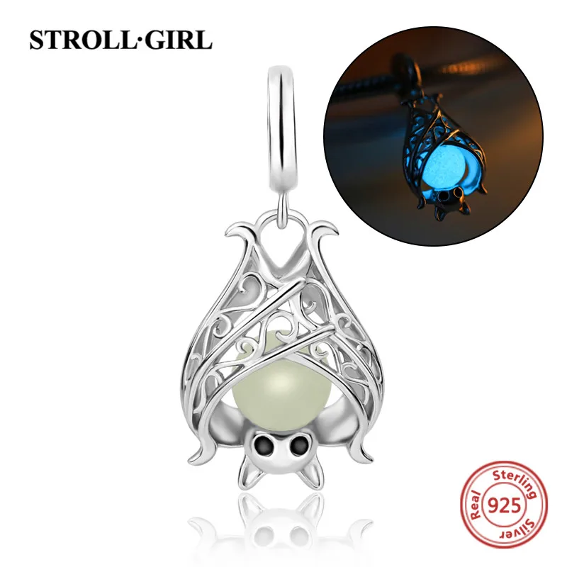 Strollgirl животных bat Firefly бабочка светящиеся шарики DIY прелести Fit Authentic Pandora Браслеты кулон изготовления ювелирных изделий подарки