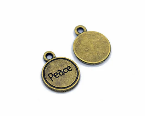 

60pcs Charm Round PEACE plate pendants 17*13mm 1.6g Antique silver bronze Handmade Jewelry Making DIY Supplies European Alloy