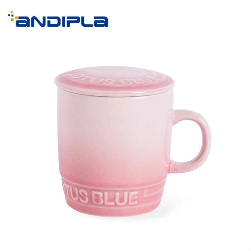 450 мл короткая постепенно Цветная Керамическая латте кофейная кружка с крышкой