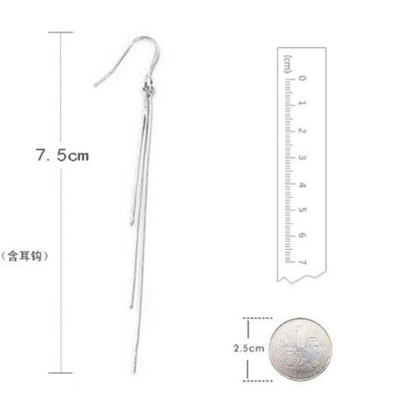 SexeMara серебряные три линии длинная секция женская модель серьги с кисточками