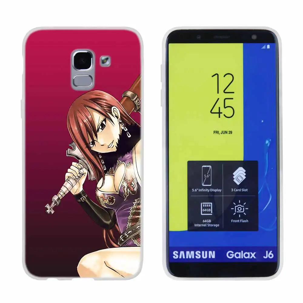 as the picture 15 Мягкий чехол из ТПУ для samsung Galaxy J6 J8 J3 J5 J7 J4 Plus EU Prime Pro Ace j610 Аниме Манга Сказочный хвост - Цвет: as the picture 15