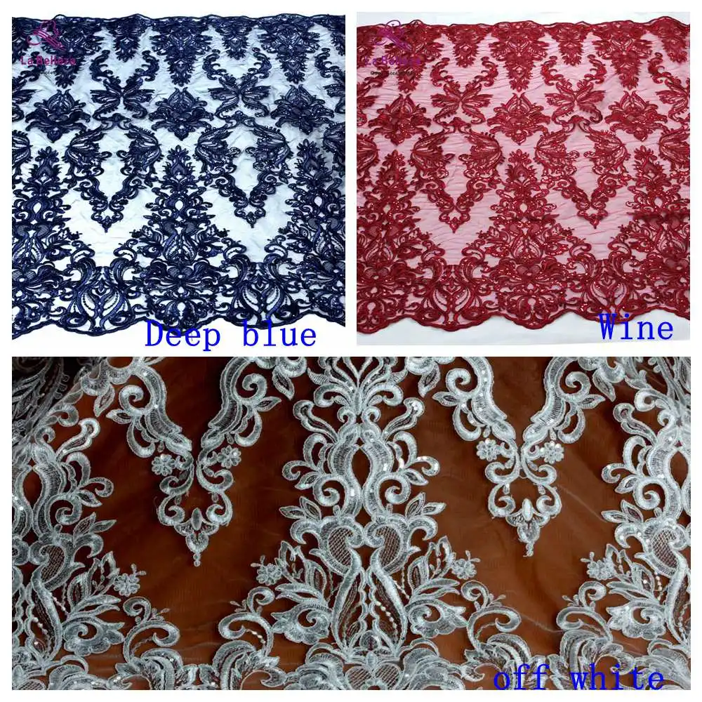 Белая кружевная ткань большие узоры вышивка на сетке вечернее/свадебное платье
