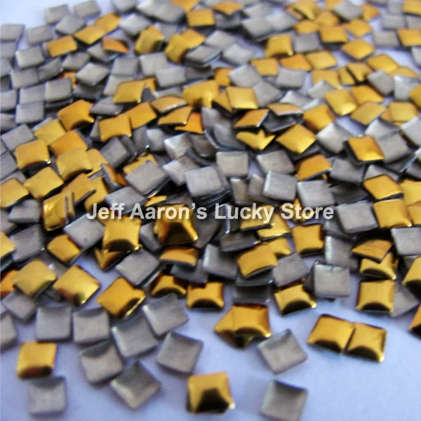 Золотистые и Серебристые квадратные акриловые 3d металлические украшения для