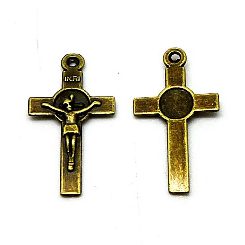 

RONGQING 2018 New 200pcs/Lot Cross Human Skeleton Charms 23x13mm Religion Pendant DIY Jewelry Findings Antique Bronze