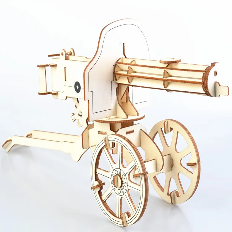 3D головоломка деревянные игрушки лазерная резка головоломки Дети DIY сборка тяжелый пулемет Обучающие деревянные игрушки для детей - Цвет: Heavy Machine Gun