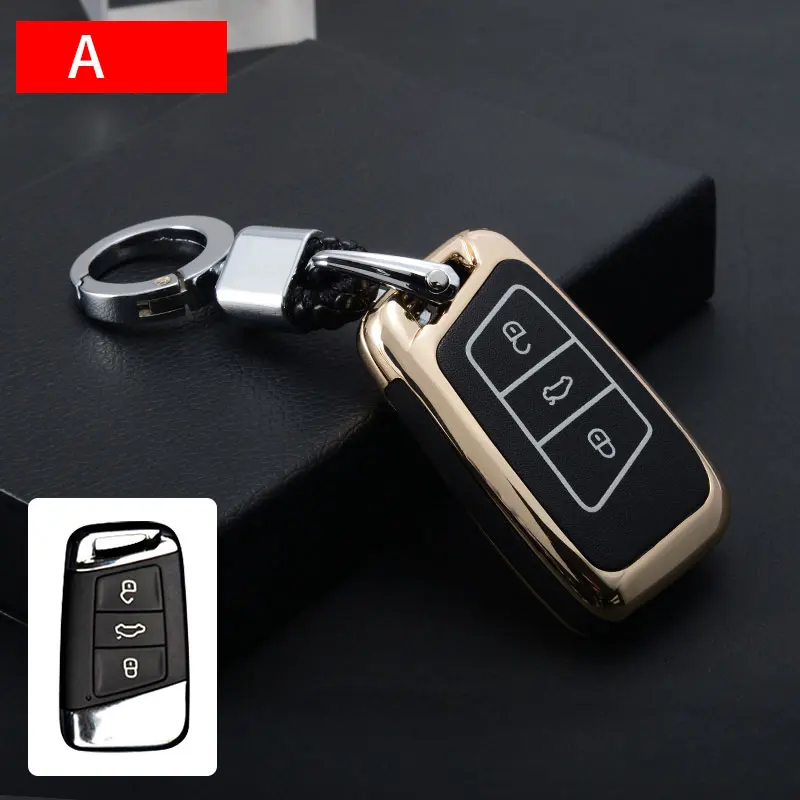 A Model Gold Цинковый брелок для автомобильных ключей, чехол для Volkswagen VW Tiguan MK2 Passat B7 B8 CC Skoda Superb A7 чехол для ключей - Название цвета: A Model Gold