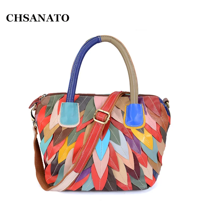 

CHSANATO Colorful Women Leaves Shoulder Bag Ladies Satchel Handbags Patchwork Crossbody Messenger Bag Female Casual Tote Bag
