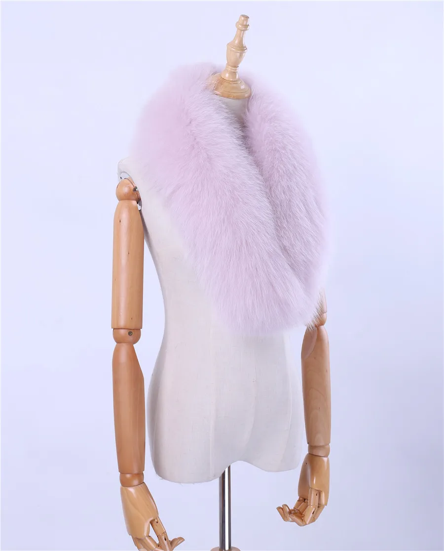 Pink X-большой модный натуральный Лисий мех женский Зимний натуральный мех шарф шарфы шейный платок натуральный мех глушитель женский шарф с клипсами - Цвет: Pink