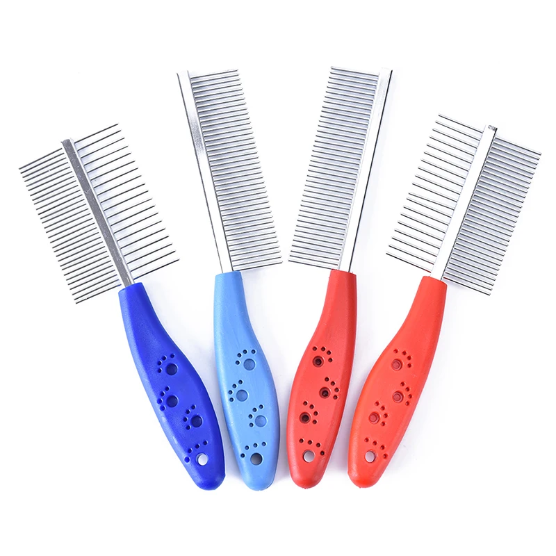 1Pc Metal Pet Cat Dog Trimmer Grooming Comb Brush Rake Hair Shedding Flea Blue Red | Дом и сад