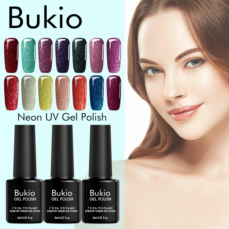 Bukio блеск гель для ногтей Камуфляж Neon Гель лак Дизайн новинки наборов лаки | Отзывы и видеообзор