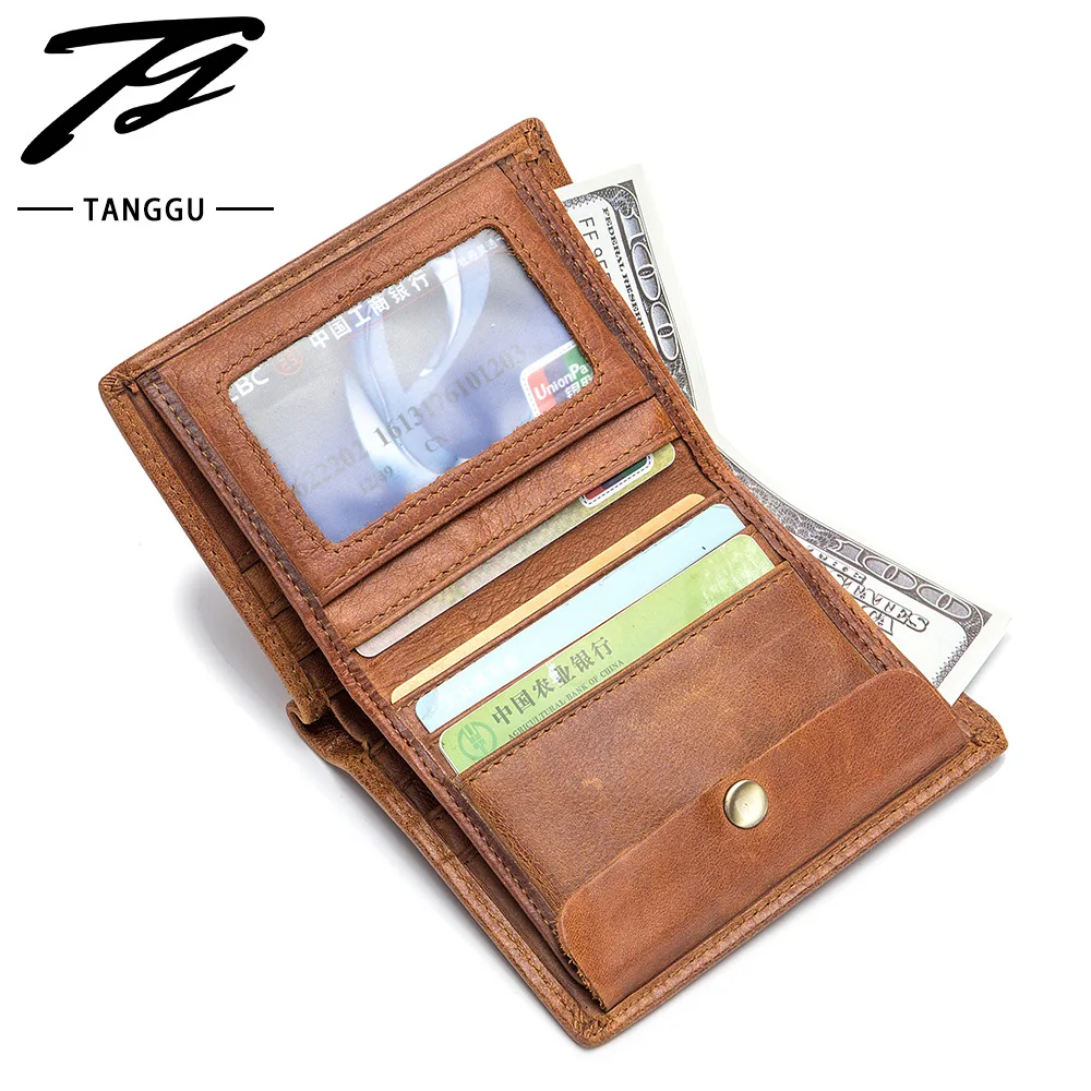 Мужской кошелек мужской короткий натуральная кожа коровья держатель для карт