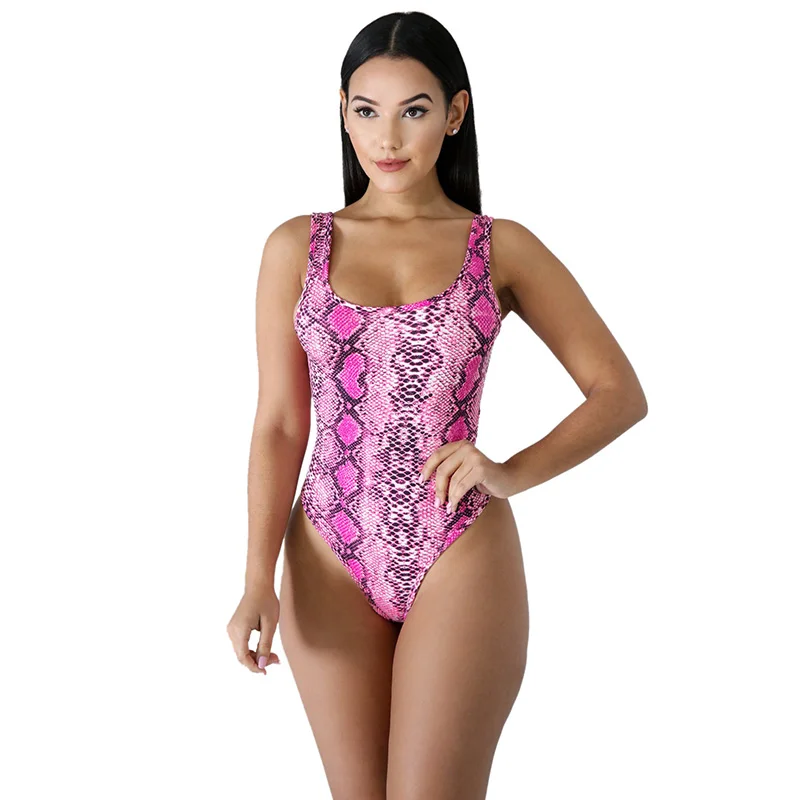 

Echoine 2019 Fashion Bodysuit Snake Skin Print Sleeveless Casual Playsuits Sexy Romper Summer Bodysuit Women Overalls 4 Color