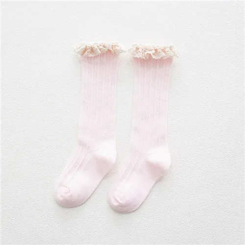 light pink Lawadka/детские носки принцессы для девочек детские гольфы с кружевами; Детские гетры из хлопка; Весенний стиль - Цвет: light pink