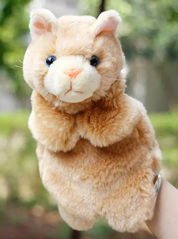 Мягкие игрушки пальчики кукла белка Леопард Кот Voles лиса Ручные куклы Fantoche интерактивные Ранние развивающие плюшевые кукольные игрушки - Цвет: Cat