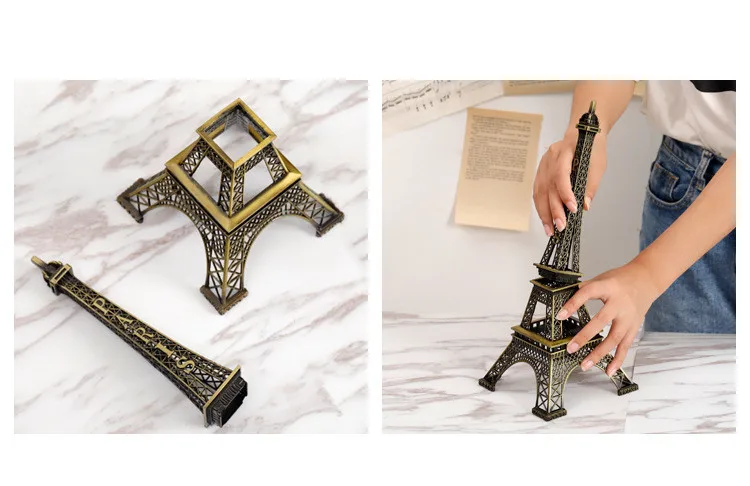 VILEAD 6 Size Zinc Alloy Paris Tower Model Figurines European Building Crafts Gift Office Home Decoration Hogar Ornaments
