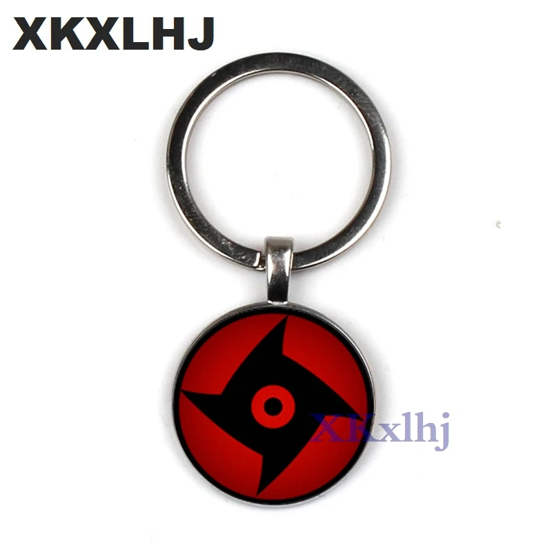 XKXLHJ Fashion Glass Photo Keyring Naruto Shippuden Keychain Silver Naruto Symbol Key Chains Key Rings Handmade Jewelry