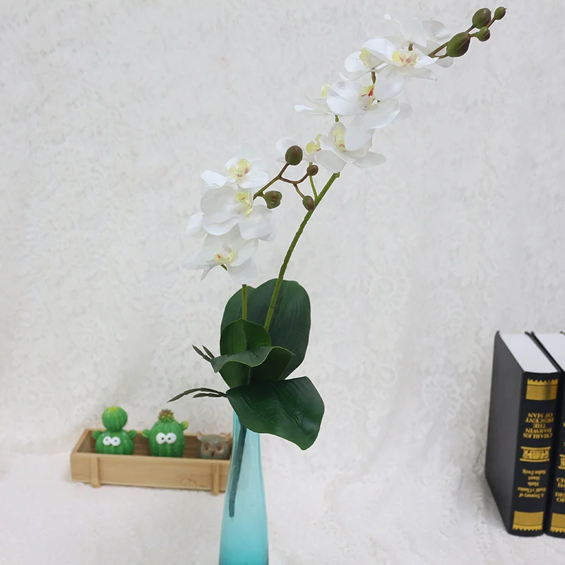 C Искусственные цветы орхидеи 60 см DIY Орхидея из латекса с зелеными листьями, искусственные растения в горшках, свадебные украшения для дома - Цвет: C