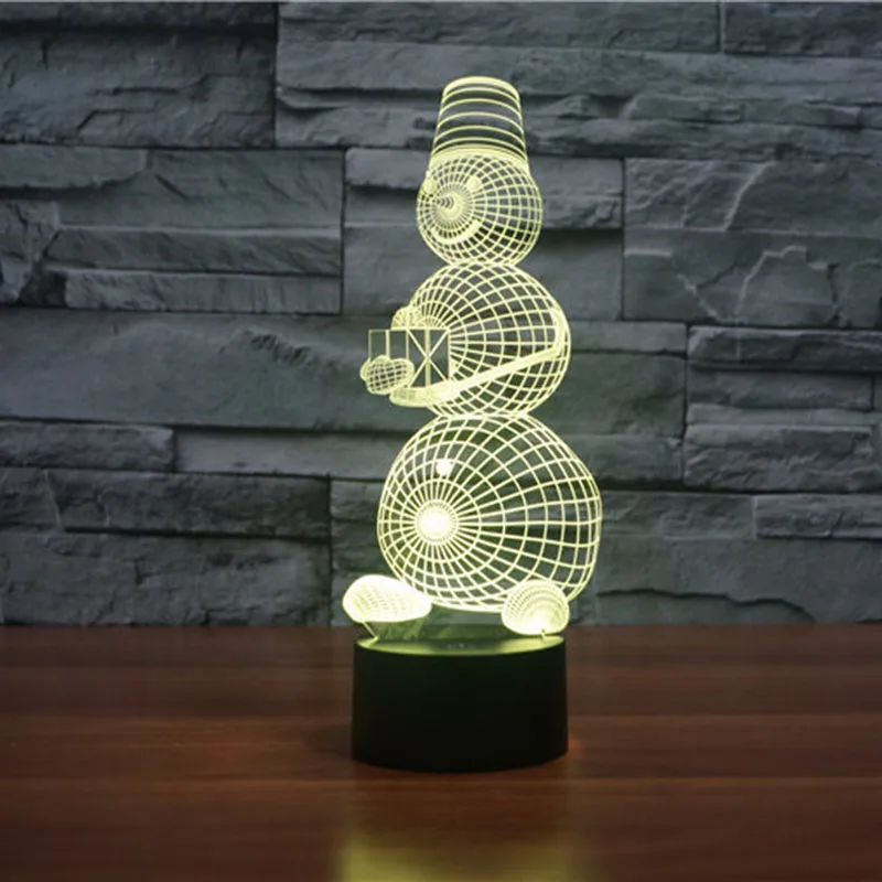 Бесплатная доставка 3D лампа Декор Снеговик креативный ночник крутая Атмосфера
