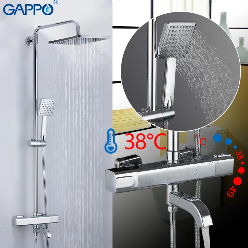 gappo thermostatic shower system hot cold mixer brass bathroom shower faucet bathtub shower sets thermostatic mixer faucets free global shipping