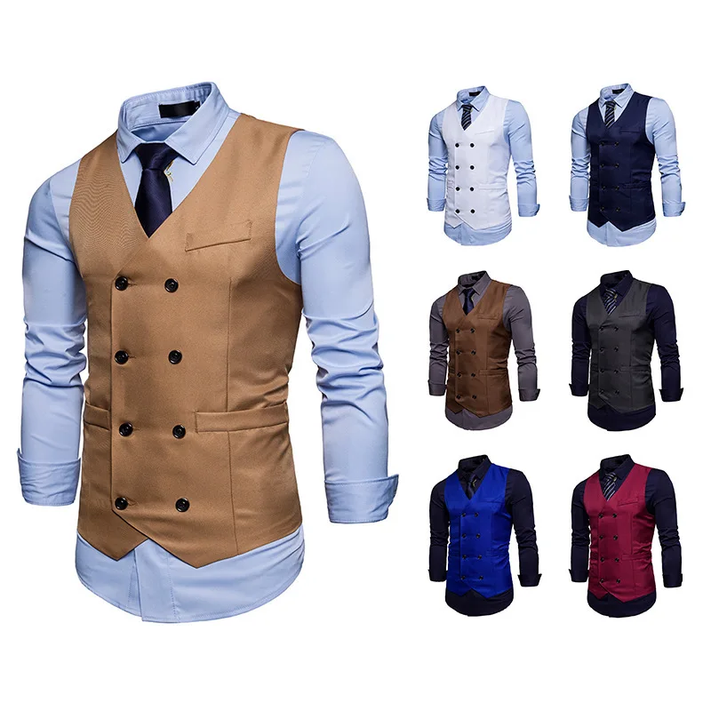 

Men double-breasted suit a gentleman leisure vest vest coat