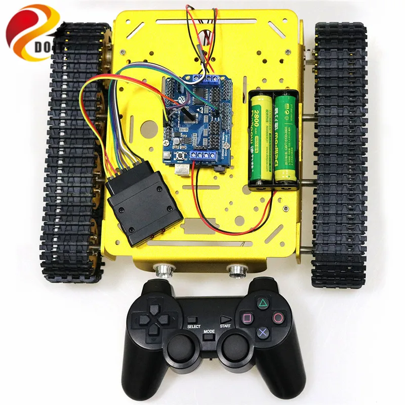 PS2 контроллер джойстика умный робот танк шасси с двойным двигателем 9 В