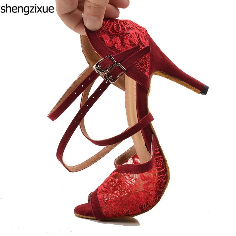 Shengzixue/женская черная/красная кружевная Обувь для бальных и латиноамериканских