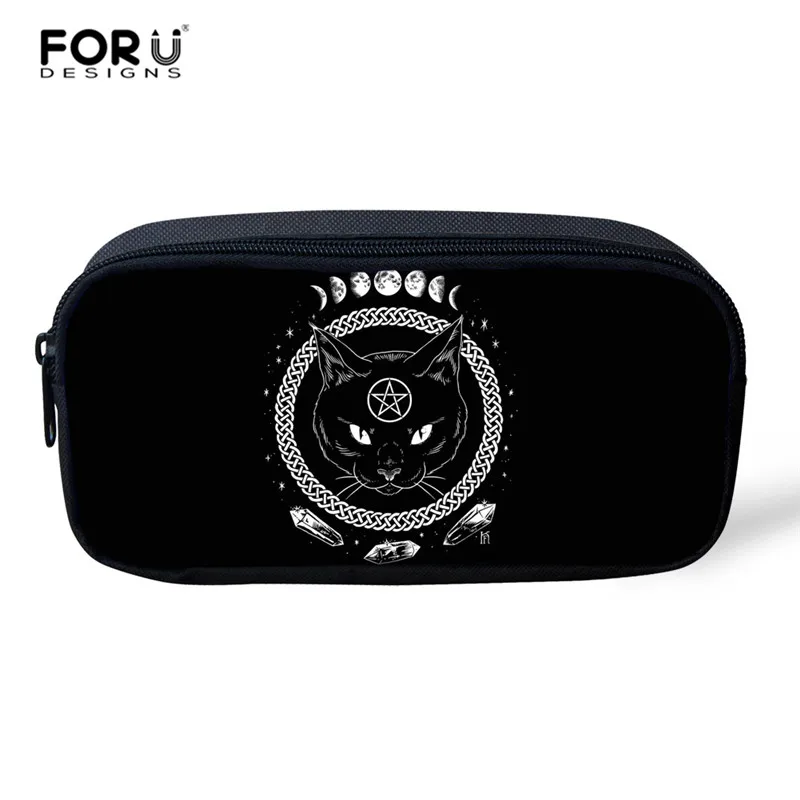 FORUDESIGNS/черные школьные сумки с принтом кота Детские рюкзаки для подростков девочек легкие школьные сумки детские школьные сумки для мальчиков - Цвет: L5066K